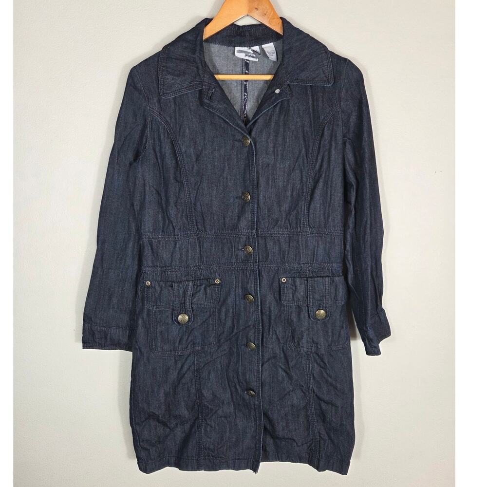 Chicos Platinum Woman's Longline Denim Jacket Size 1